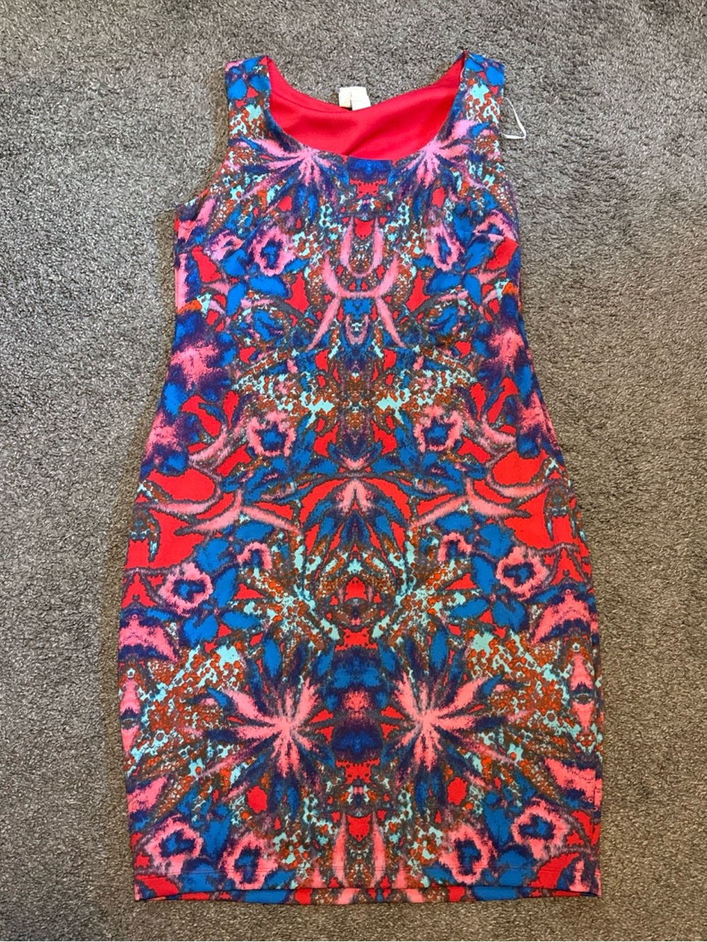 Signature by Sangria Vibrant Red, Blue & Pink Abstract Sheath Dress